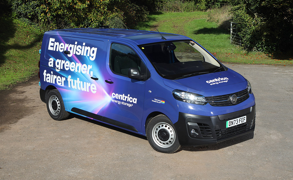 Flagship Centrica fleet van boldly promoting the company’s commitment to “Energising a Greener, Fairer Future”, with Genie Insights’ solar panel fitted to the roof